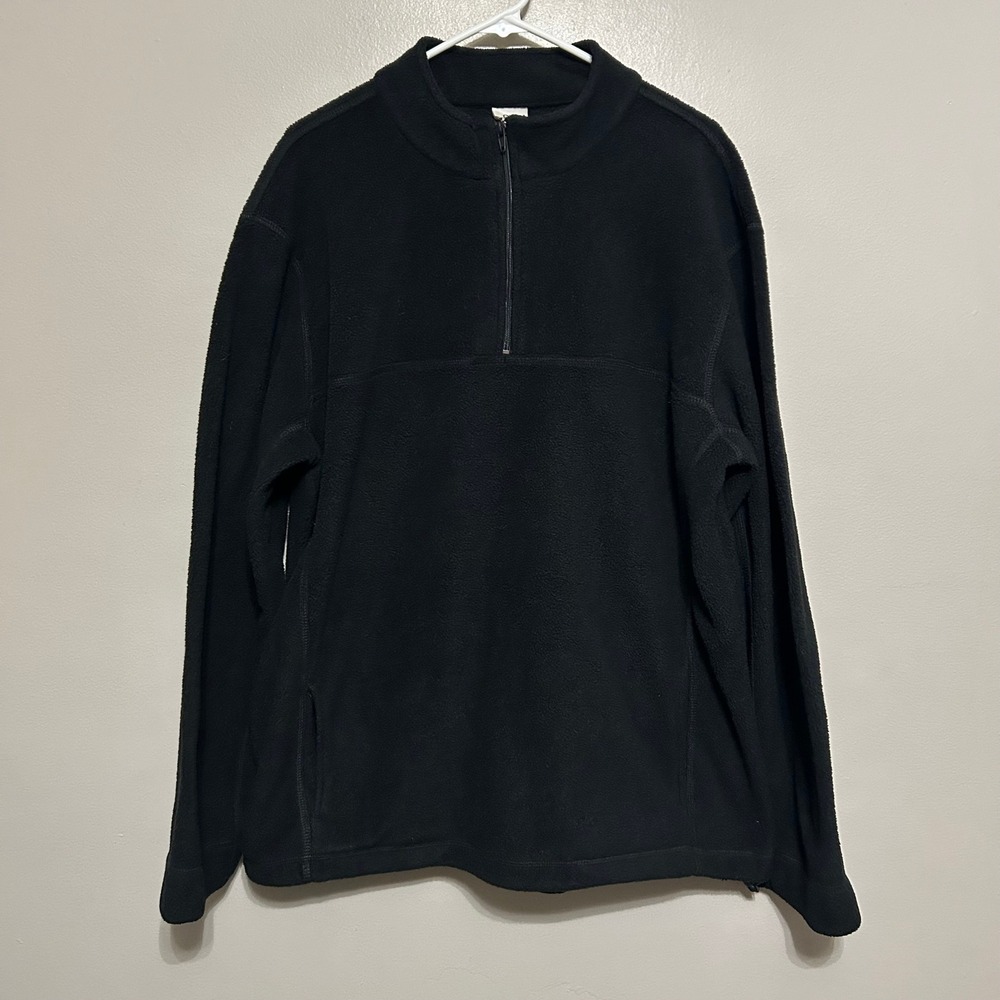 Open Trails Fleece Pullover Mens XL Black 1/4 Zip Mock Neck Pockets Minimalist